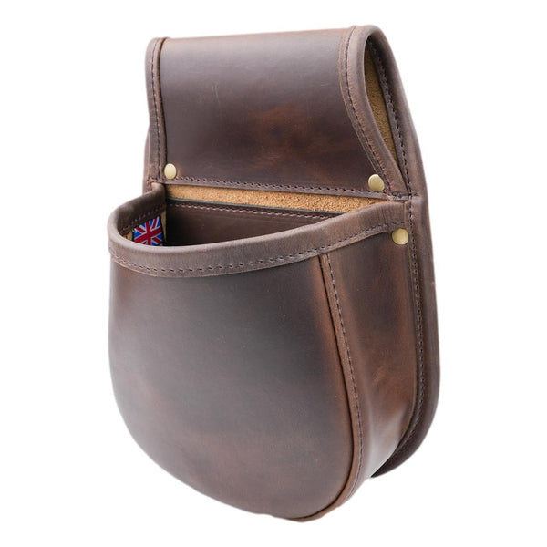 Shotgun Cartridge Pouch Vintage Brown Leather Holds 50 x 12 Gauge Shells.
