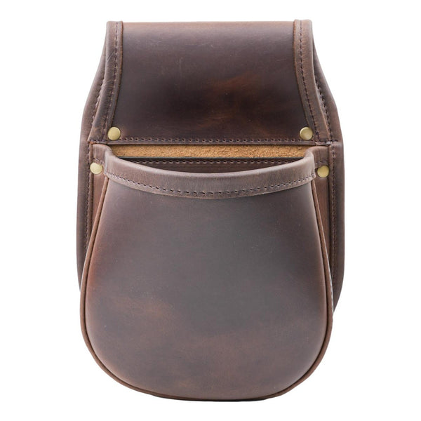 Shotgun Cartridge Pouch Vintage Brown Leather Holds 50 x 12 Gauge Shells.