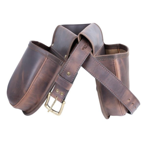 Old Brown Leather Pannier Set