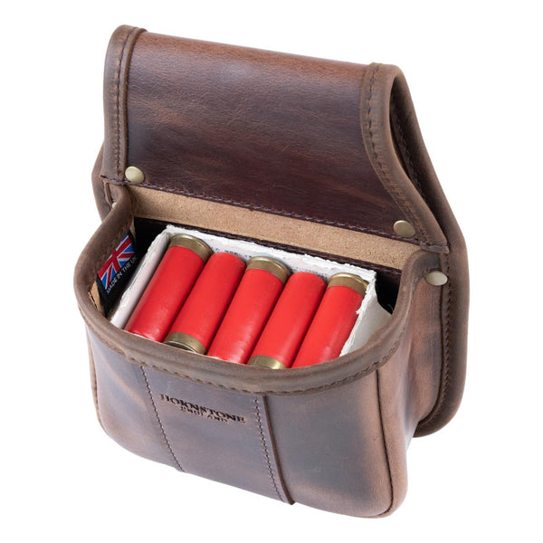 Shotgun Shell Pouch Old Brown Leather Holds 25 or a standard box RGB 25