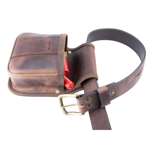 Shotgun Shell Pouch Old Brown Leather Holds 25 or a standard box RGB 25