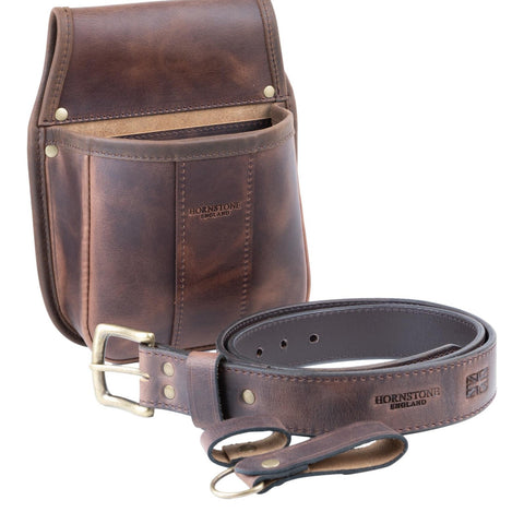 Shotgun Cartridge Pouch Old Brown Leather Holds 50 x 12 Gauge RGB 50