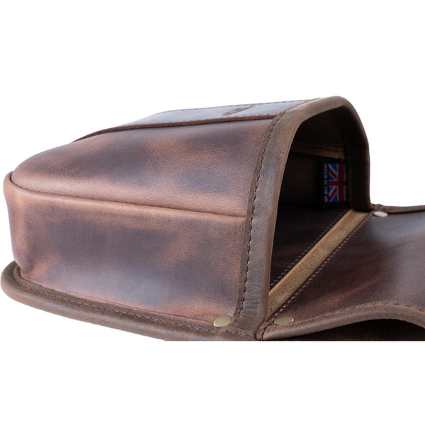 Shotgun Cartridge Pouch Old Brown Leather Holds 50 x 12 Gauge RGB 50