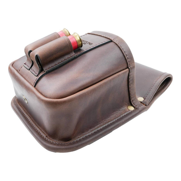 Shotgun Shell Pouch Old Brown Leather Holds 25 or a standard box RGB 25