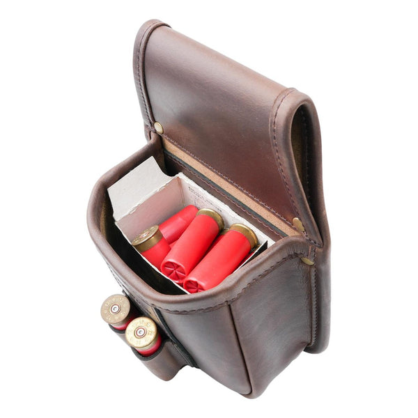 Shotgun Shell Pouch Old Brown Leather Holds 25 or a standard box RGB 25