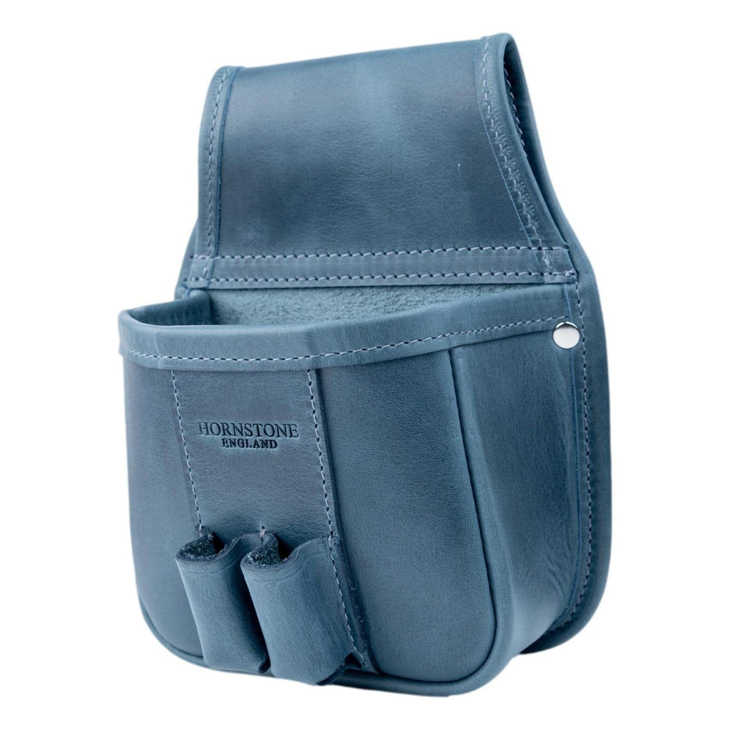 Leather Shotgun Cartridge Pouch Holds 1 x Box or loose shells Admiral Grey/blue