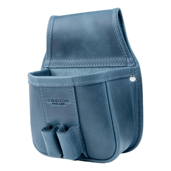 Leather Shotgun Cartridge Pouch Holds 1 x Box or loose shells Admiral Grey/blue