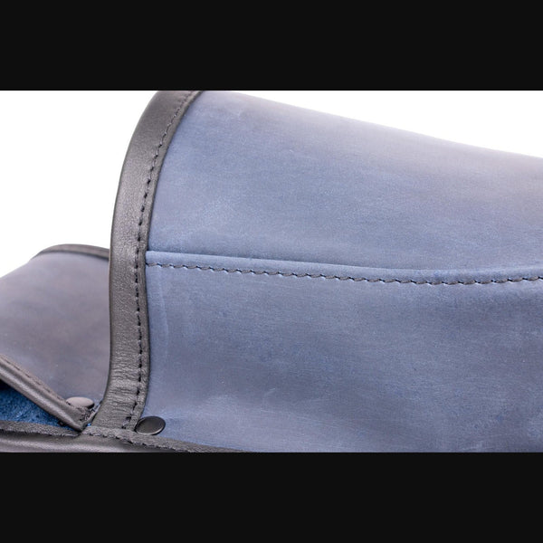 Shotgun Cartridge Pouch Blue And Black Leather Holds 50