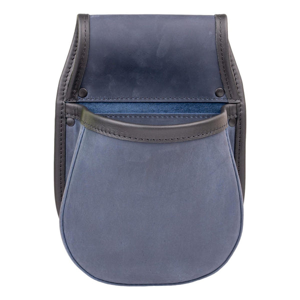Shotgun Cartridge Pouch Blue And Black Leather Holds 50