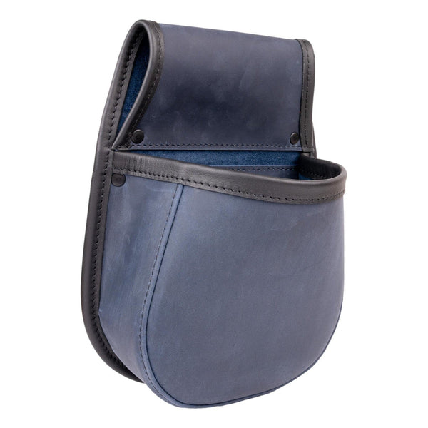 Shotgun Cartridge Pouch Blue And Black Leather Holds 50