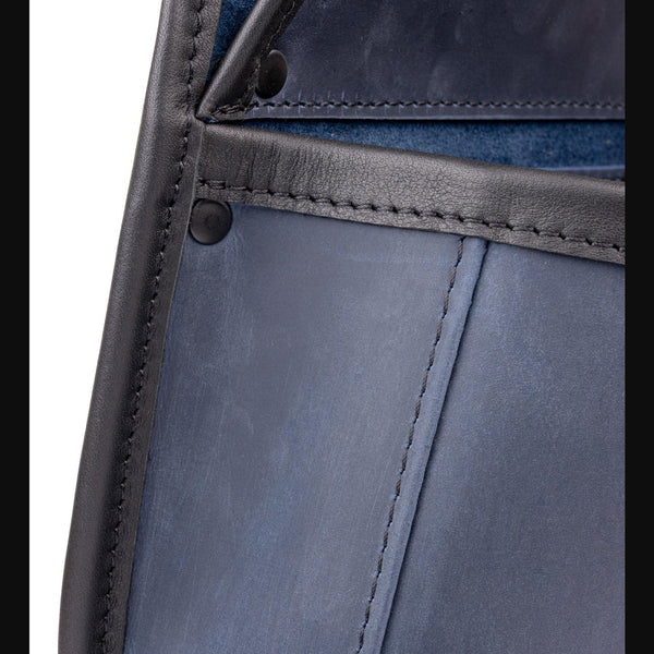 Shotgun Cartridge Pouch Blue And Black Leather Holds 50