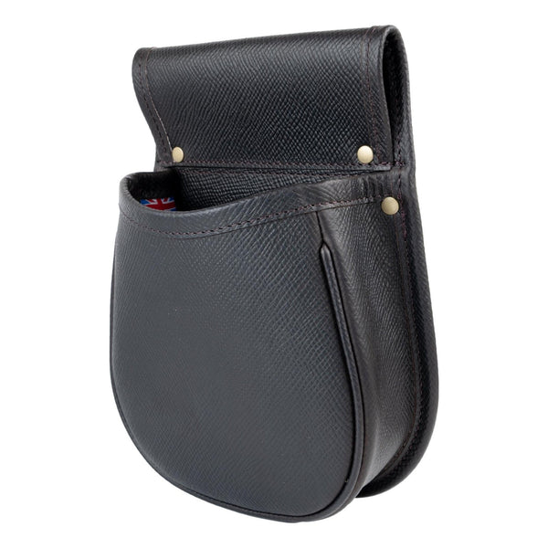 Shotgun Cartridge Pouch/Pannier Dark Brown Yorkshire Leather with English Bridle Leather Belt Size Large