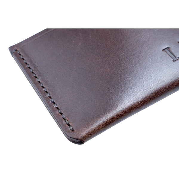 Brown Leather Card Holder Hand Stitched Fine Full Grain Vegetable Tanned Leather