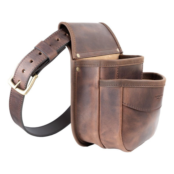 Shotgun Cartridge Pouch Old Brown Leather Double Pocket RGB/DP