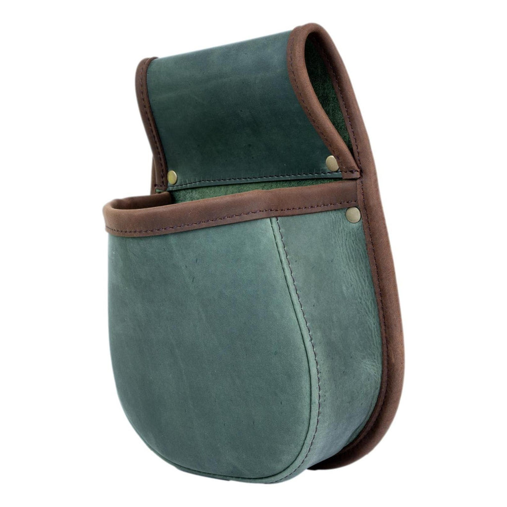 Shotgun Cartridge Pouch Green Distressed And Brown Leather Holds 50
