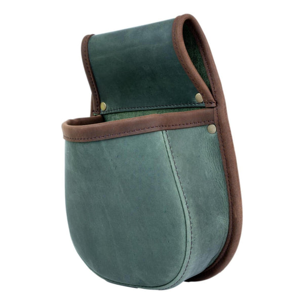 Shotgun Cartridge Pouch Green Distressed And Brown Leather Holds 50