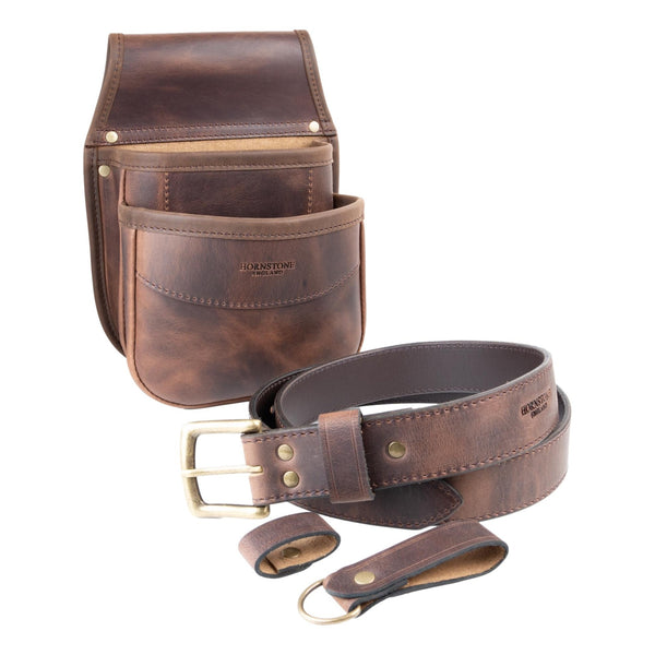 Shotgun Cartridge Pouch Old Brown Leather Double Pocket RGB/DP