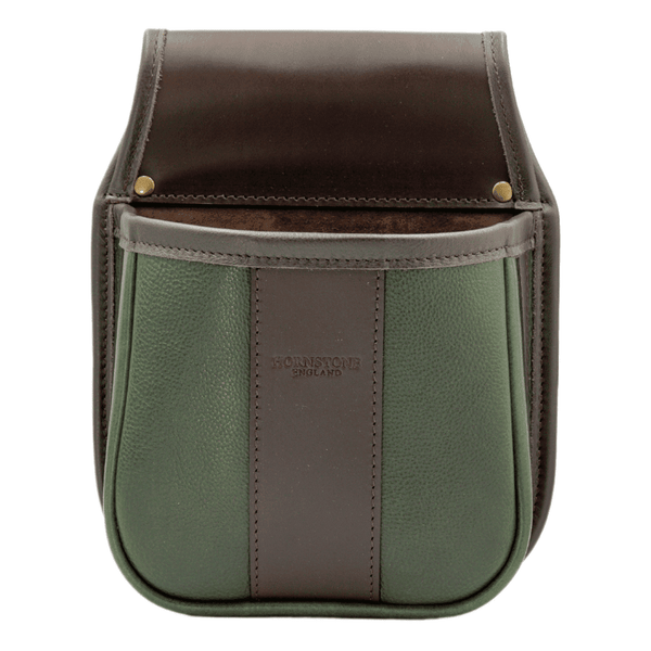 Shotgun Cartridge Pouch Green and Brown Leather Holds 50-60 x 12 gauge RGB50GBB