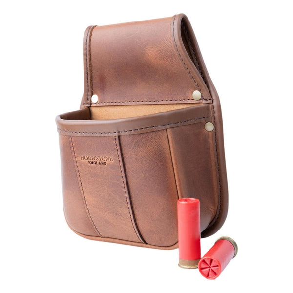 Leather Cartridge Pouch Spiced Tan Leather Holds 1 x Box or Loose Shells.RGB25
