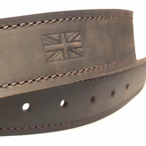 / Vintage Style Brown Leather RGB 9 Hole Belt
