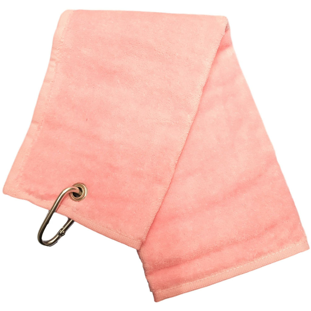 Shooting Towel Pink 100% Cotton Tri-Fold with Belt loop and Carabiner