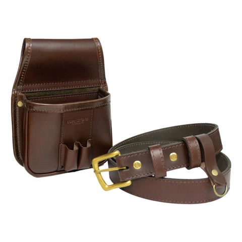 Chestnut Leather Shotgun Cartridge Pouch and Belt Combo RGB40 Holds 40 x 12 Gauge
